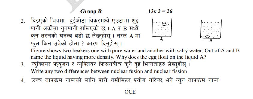 SEE Exam 2078 important Questions of Science Grade 10