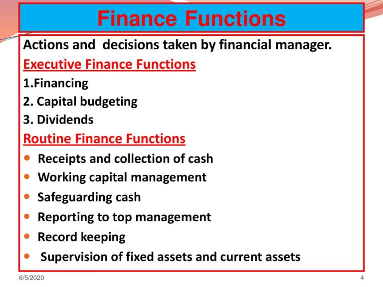 List the Routine of finance Function